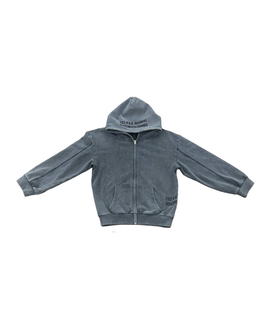 ACID WASHED ZIP UP HOODIE